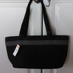 Talbots Black straw purse